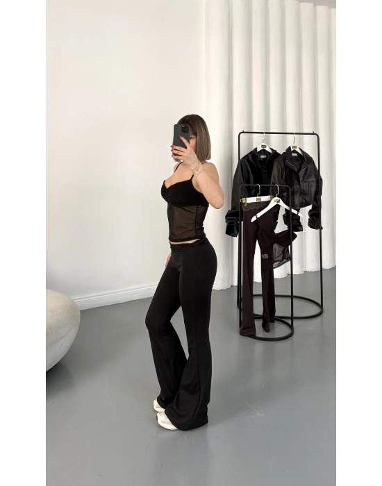 Paris Dantel Detay İspanyol Takım - Siyah