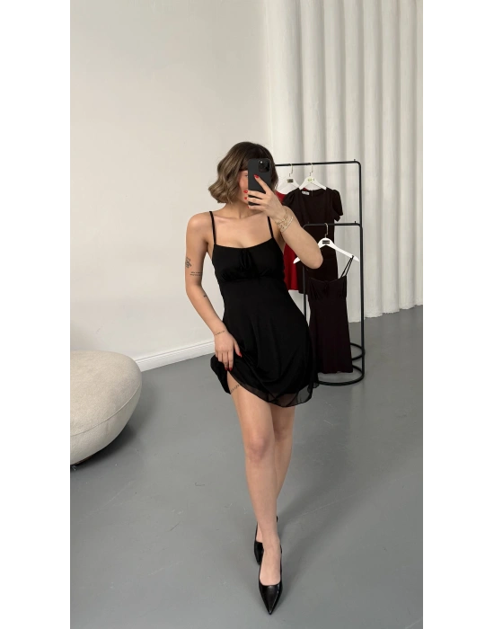 Sofia Mini Tül Elbise - Siyah