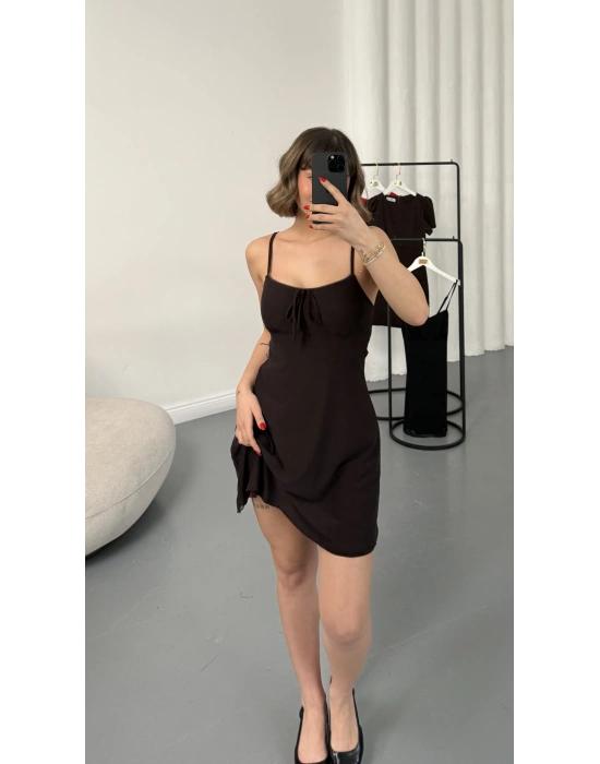 Sofia Mini Tül Elbise - Kahve