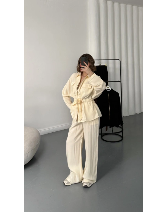 Belin Fermuarlı Tencel Takım - Bej