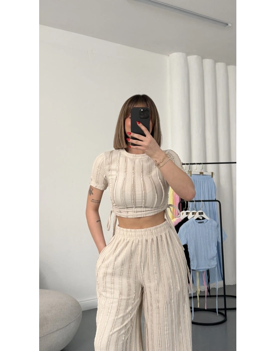 Molly Büzgülü Takım - Bej