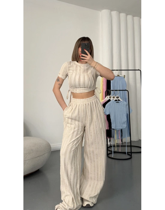 Molly Büzgülü Takım - Bej