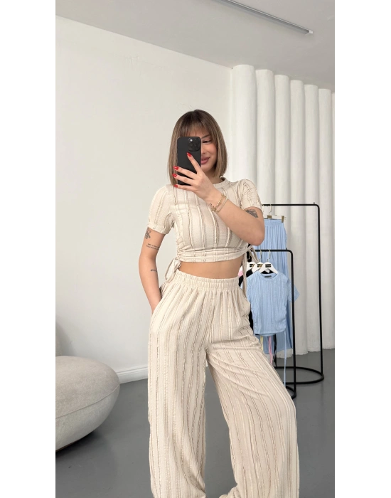 Molly Büzgülü Takım - Bej