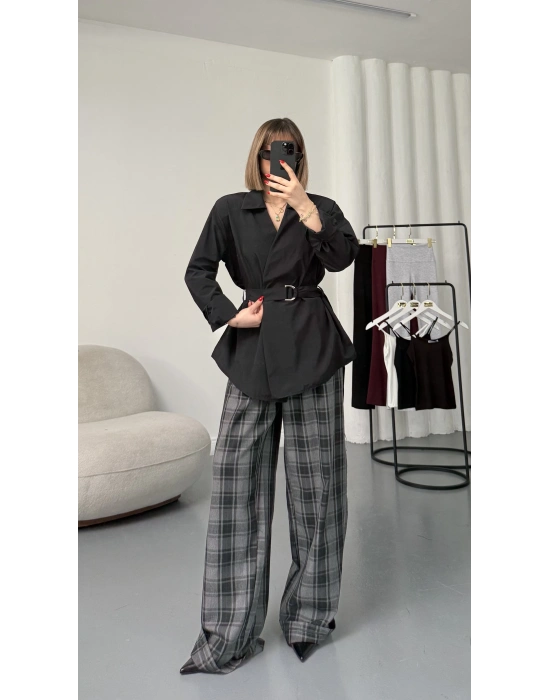 Perla Kruvaze Gömlek - Siyah