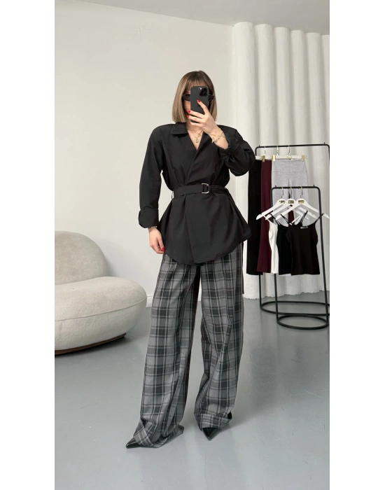 Perla Kruvaze Gömlek - Siyah