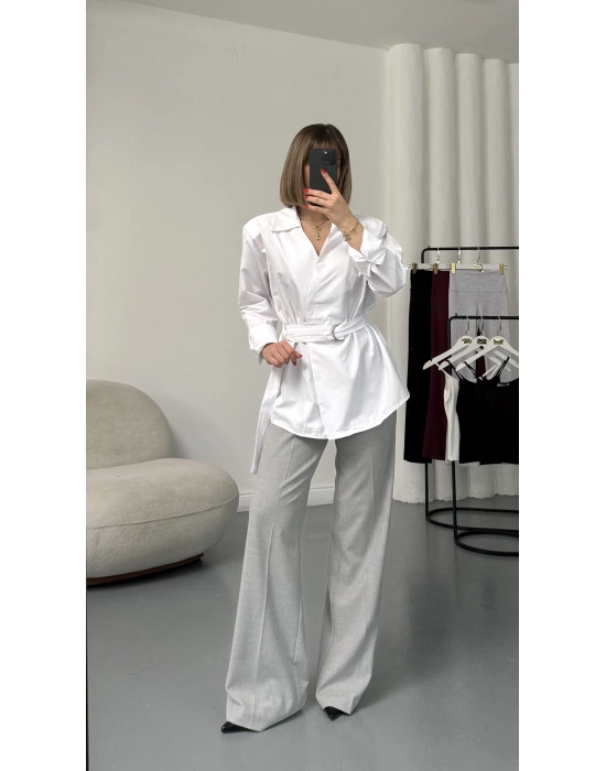 Perla Kruvaze Gömlek - Beyaz