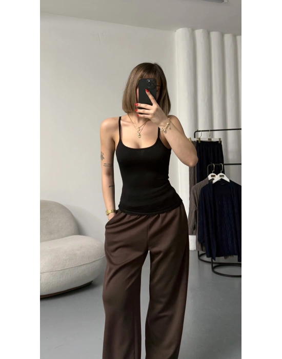 Vita Askılı Basic Crop - Siyah