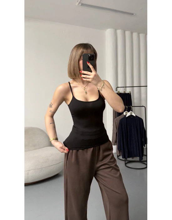 Vita Askılı Basic Crop - Siyah