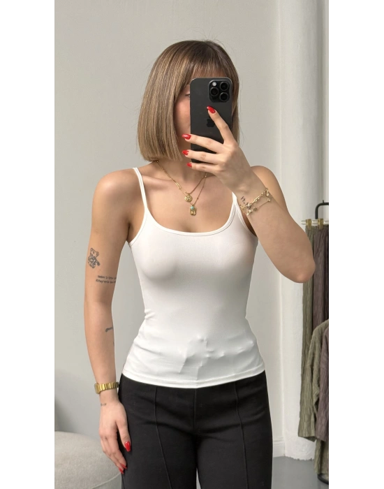 Vita Askılı Basic Crop - Beyaz
