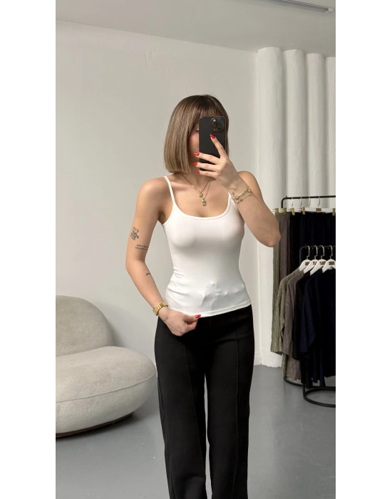 Vita Askılı Basic Crop - Beyaz