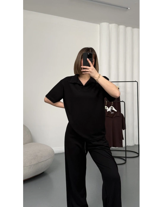 Carla Polo Yaka Takım - Siyah