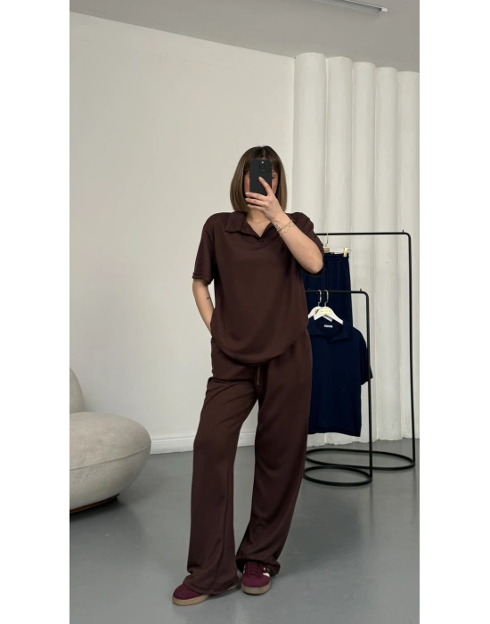 Carla Polo Yaka Takım - Kahve