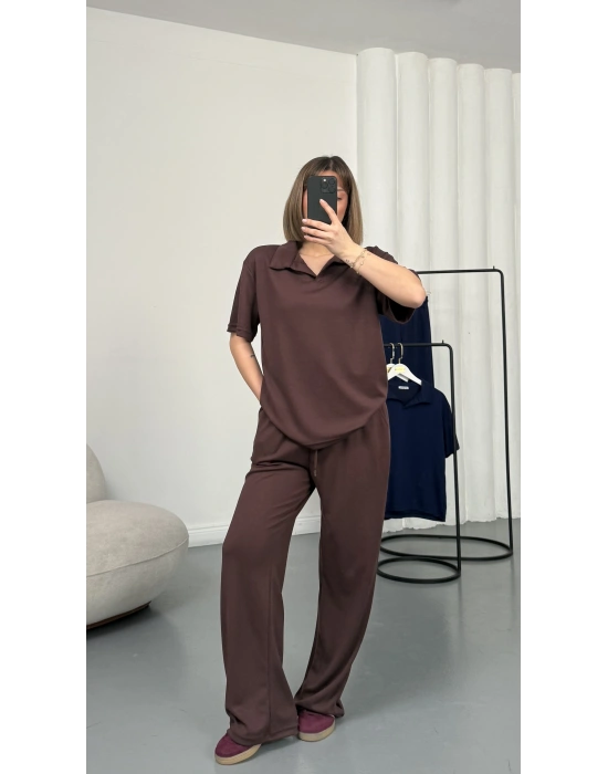 Carla Polo Yaka Takım - Kahve