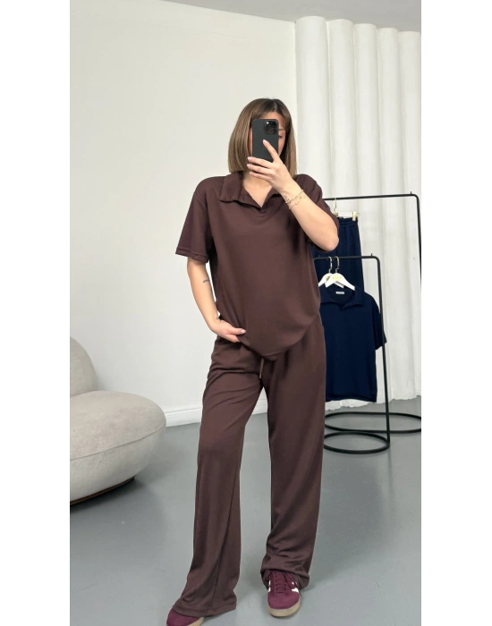 Carla Polo Yaka Takım - Kahve