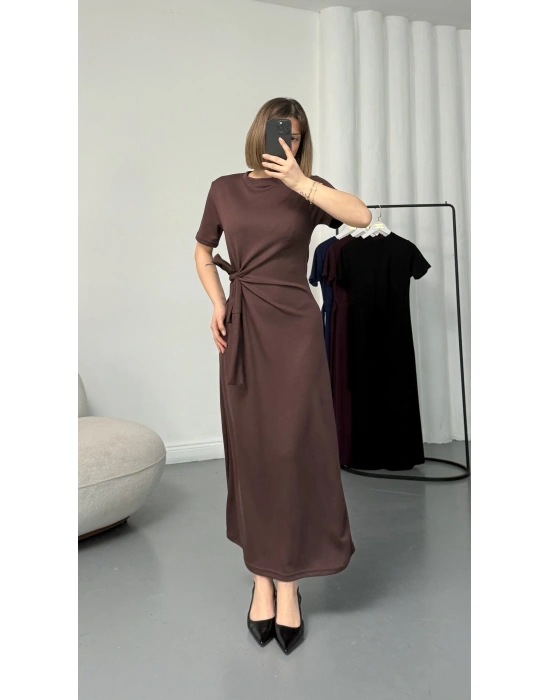 Candy Bağlamalı Elbise - Kahve