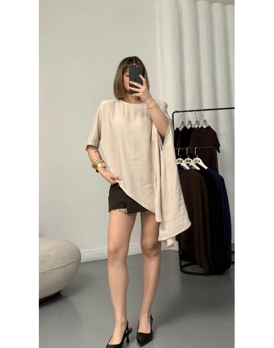 Lora Asimetrik Bluz - Taş