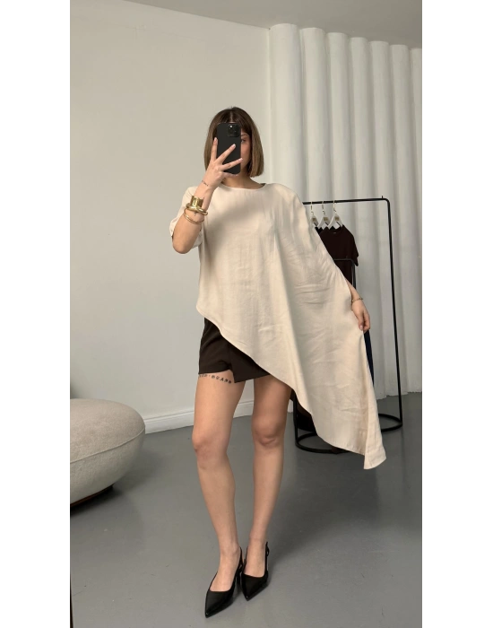 Lora Asimetrik Bluz - Taş
