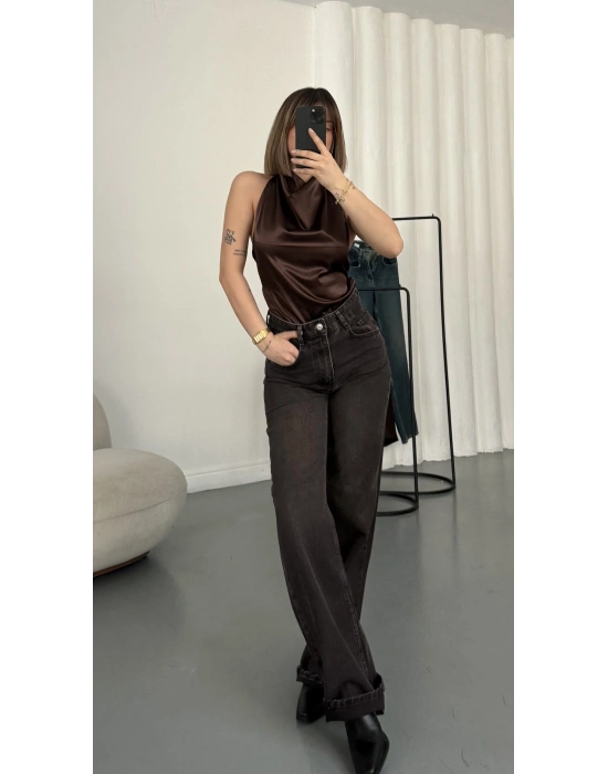 Jazz Wide Leg Jean - Kahve Yıkamalı