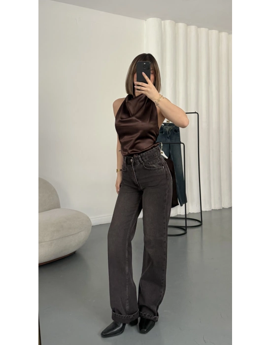 Jazz Wide Leg Jean - Kahve Yıkamalı