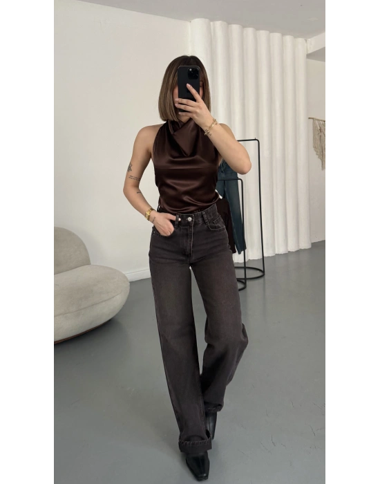 Jazz Wide Leg Jean - Kahve Yıkamalı