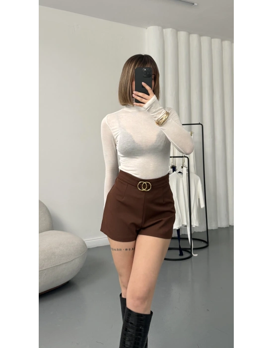Cole Kemer Detay Şort - Kahve