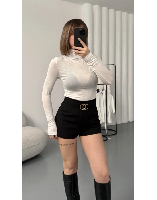 Cole Kemer Detay Şort - Siyah