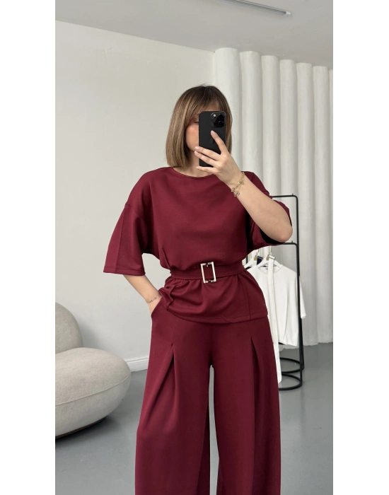 Laure Kuşaklı Takım - Bordo