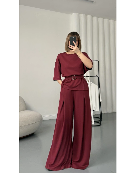 Laure Kuşaklı Takım - Bordo