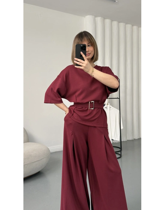 Laure Kuşaklı Takım - Bordo