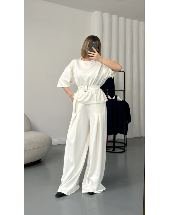 Laure Kuşaklı Takım - Beyaz