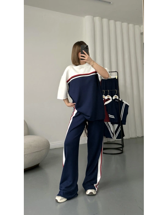 Lake Şeritli Takım - Lacivert