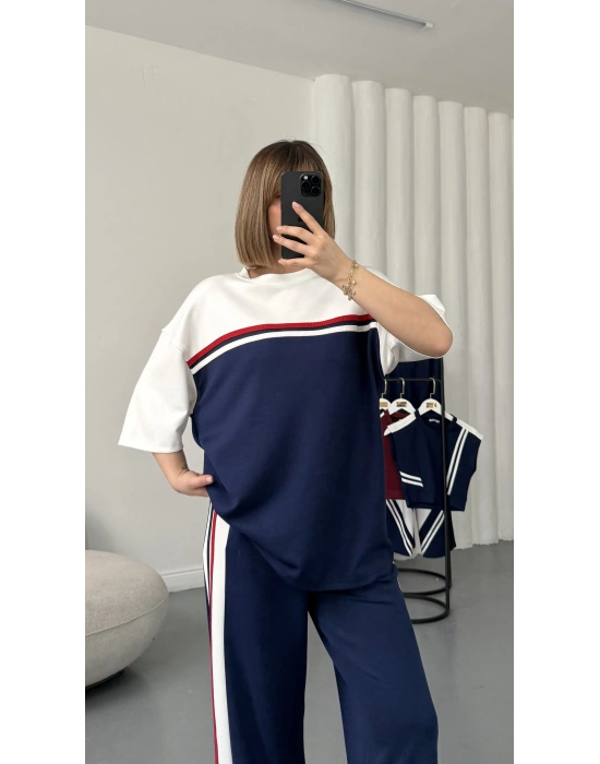 Lake Şeritli Takım - Lacivert