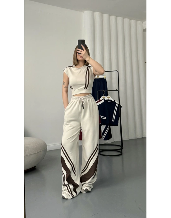 Petra Şeritli Eşofman Takım - Bej