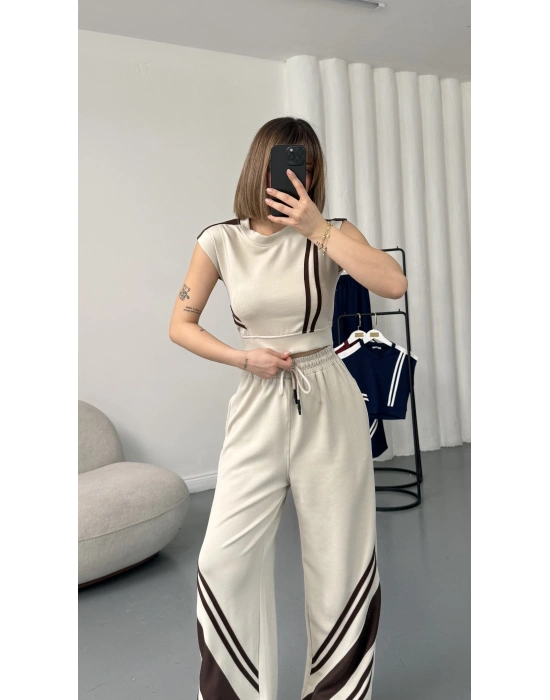 Petra Şeritli Eşofman Takım - Bej