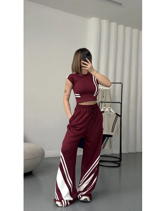 Petra Şeritli Eşofman Takım - Bordo