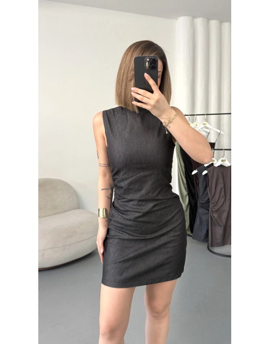 Shilda Sıfır Kol Elbise - Gri