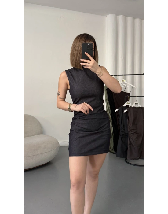 Shilda Sıfır Kol Elbise - Lacivert