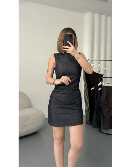 Shilda Sıfır Kol Elbise - Lacivert