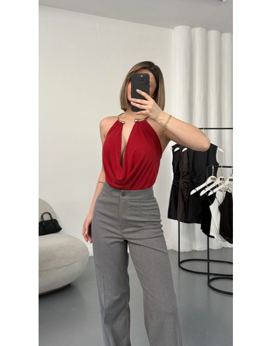 Katia Aksesuar Yaka Bluz - Kırmızı