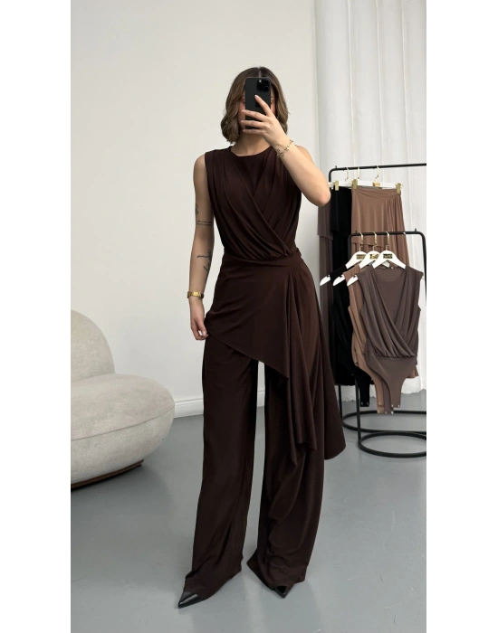 Gwen Bodysuit Takım - Kahve