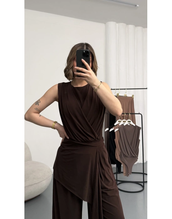 Gwen Bodysuit Takım - Kahve
