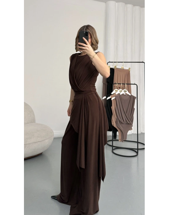 Gwen Bodysuit Takım - Kahve