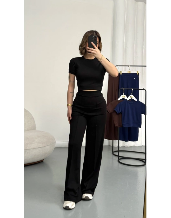 Alone Crop Takım - Siyah