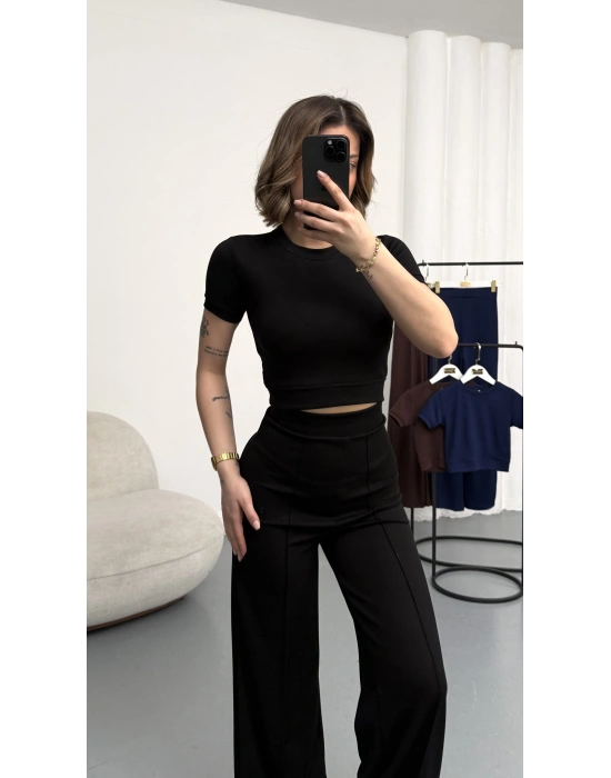 Alone Crop Takım - Siyah