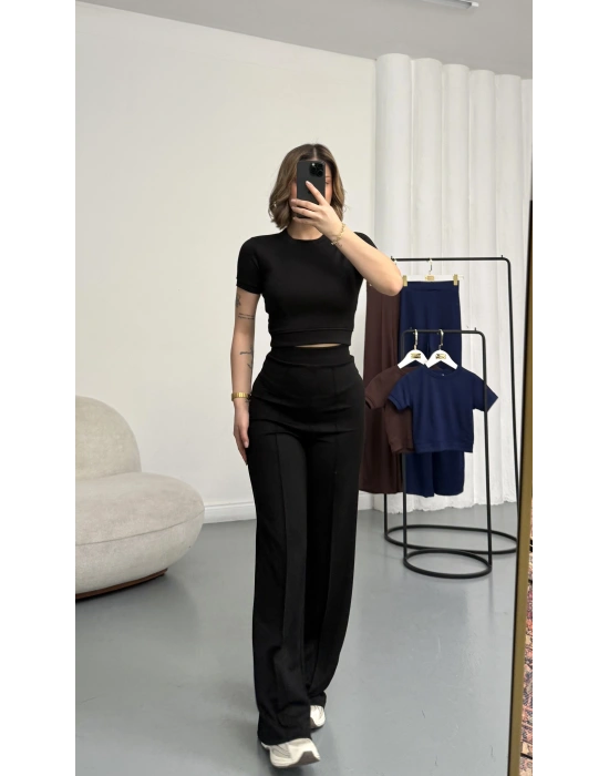 Alone Crop Takım - Siyah