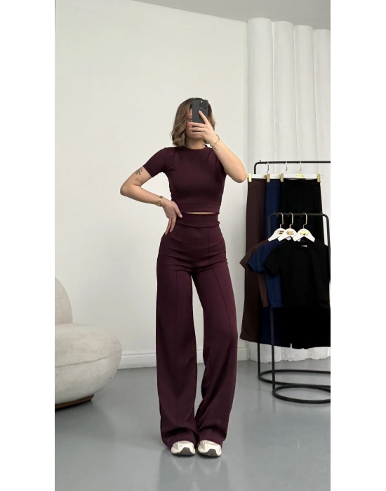 Alone Crop Takım - Mürdüm