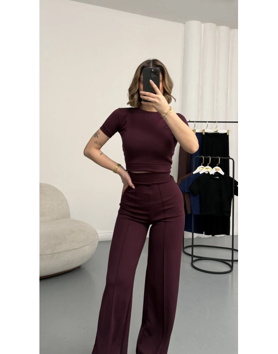 Alone Crop Takım - Mürdüm