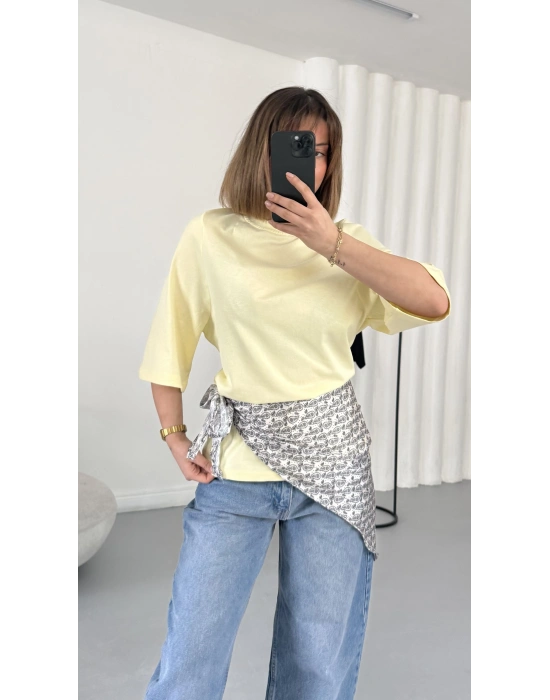 Nila Parçalı Tshirt - Sarı