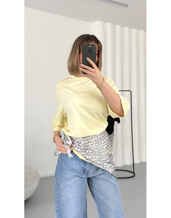 Nila Parçalı Tshirt - Sarı