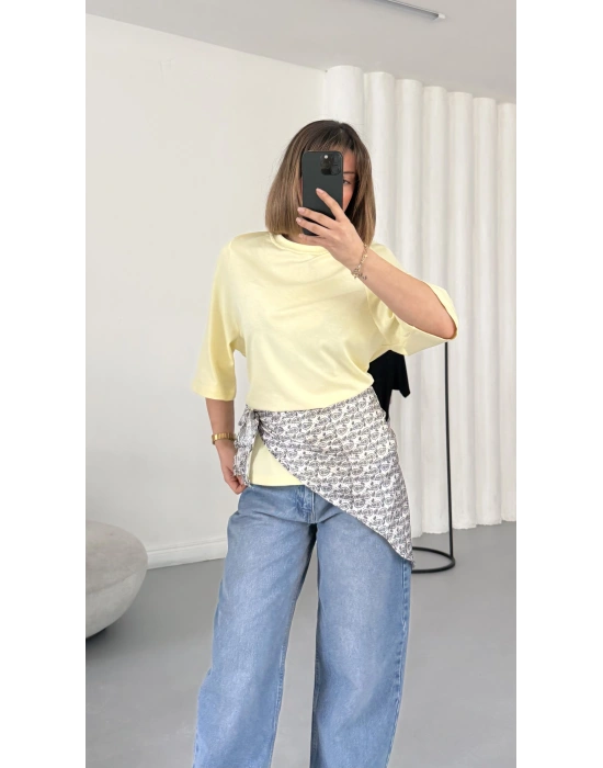 Nila Parçalı Tshirt - Sarı